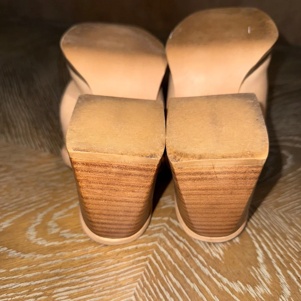 Beast Fashion Francesca Block Heel Mules Square-Toe Design Taupe Tan Size 8.5 - Picture 9 of 10